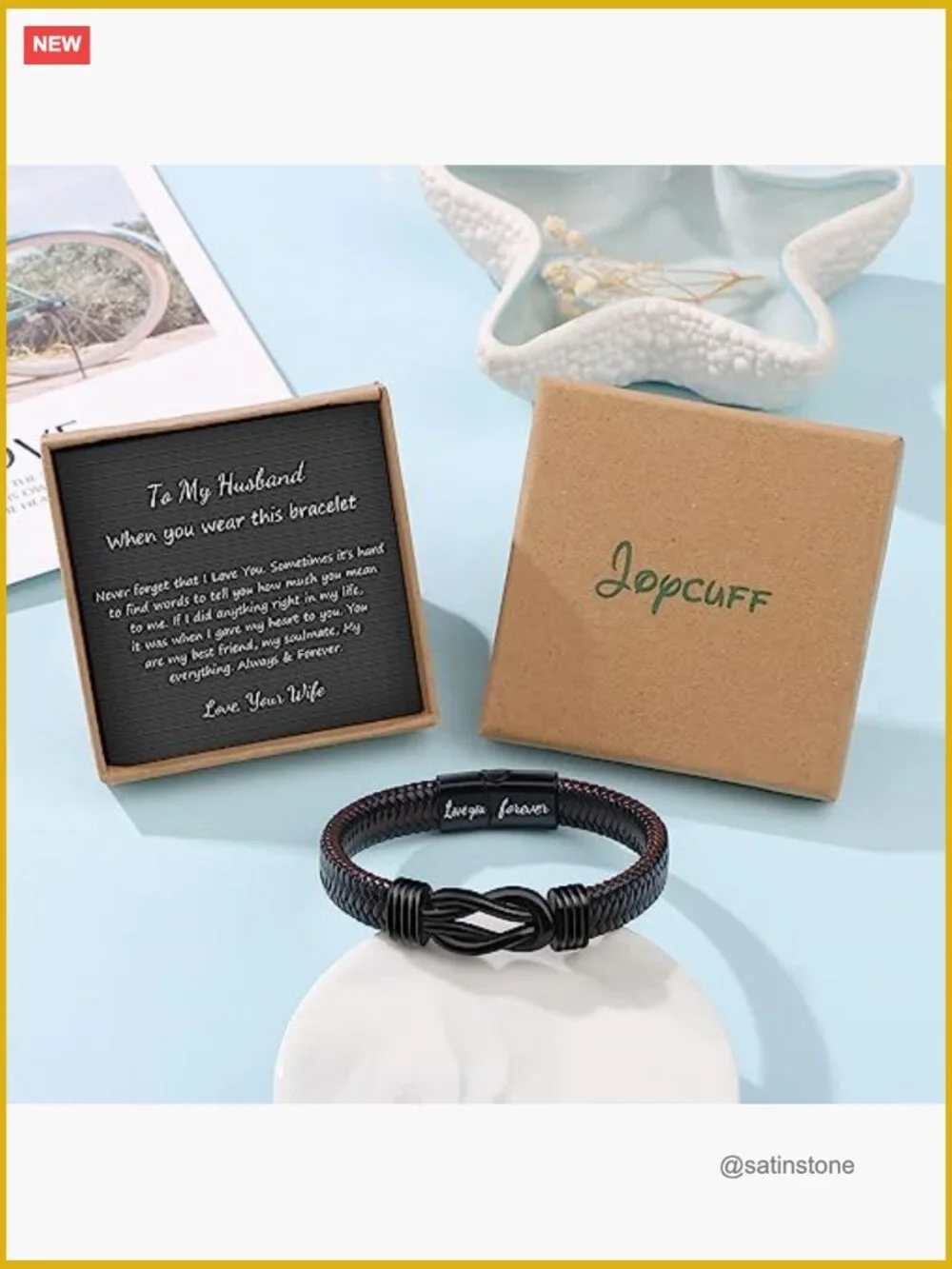 Knot Bracelet Gifts for Him Mens Leather Stainless Steel Always Linked Together